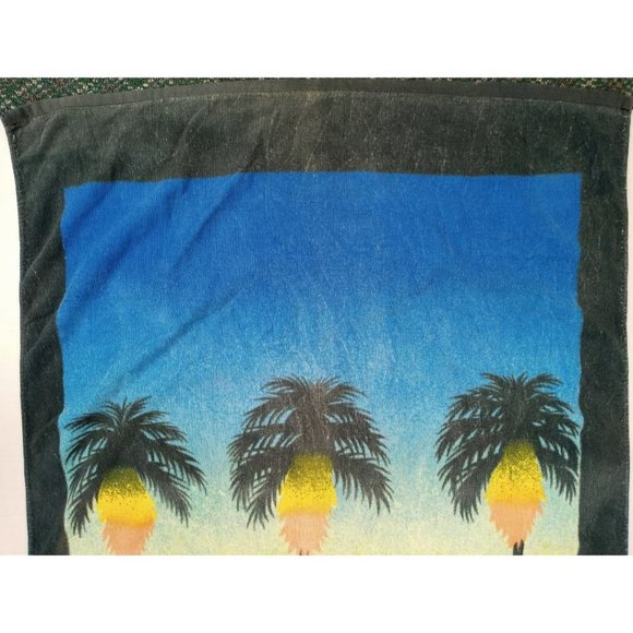 Vintage Beach Towel Surf Palm Trees Ocean Classic Car Chevy Bel Air Seven Seas - Picture 3 of 10